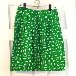 Boden Green and White Printed Pencil Skirt